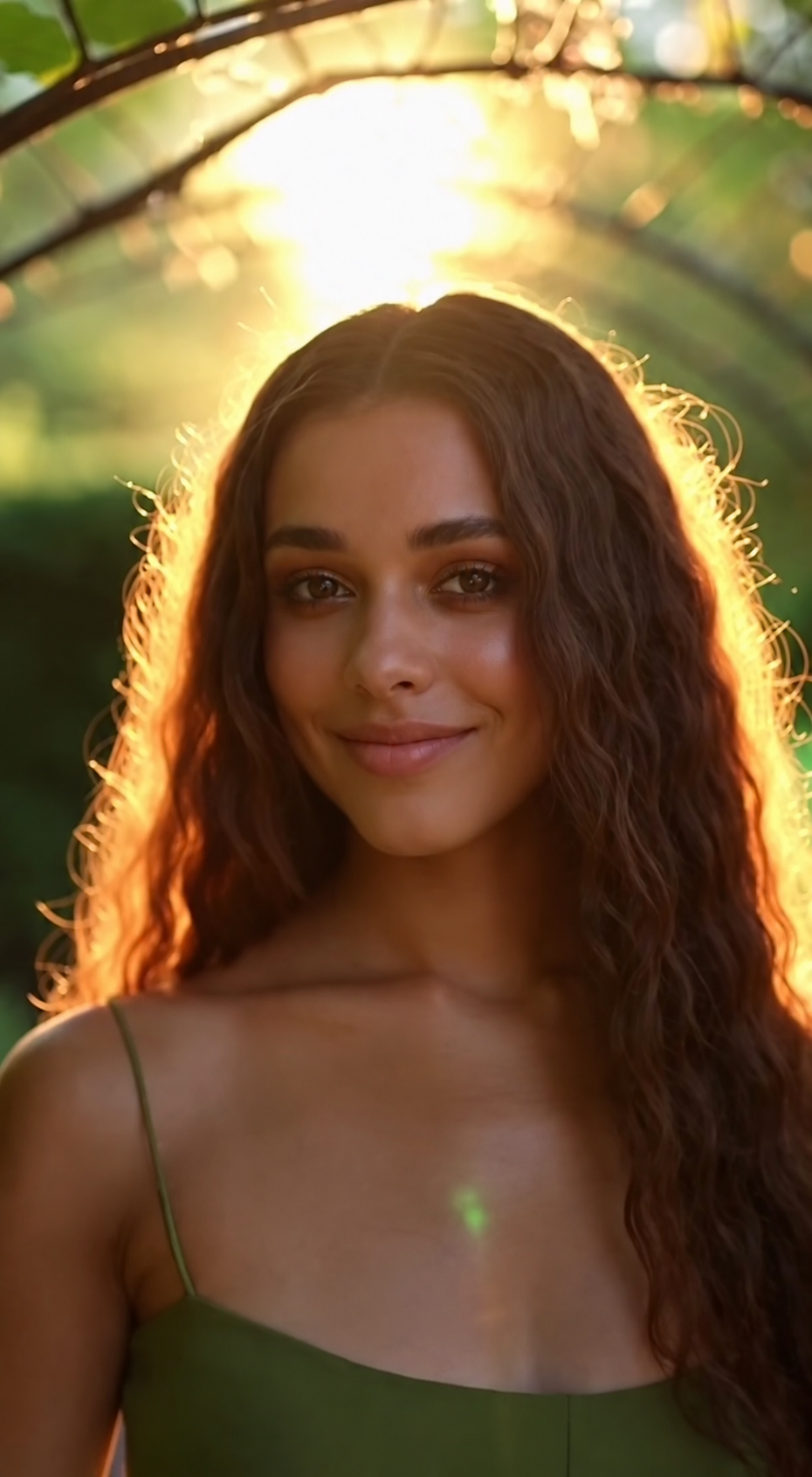 Lumora in warm garden light, a still from Don’t Mistake Me